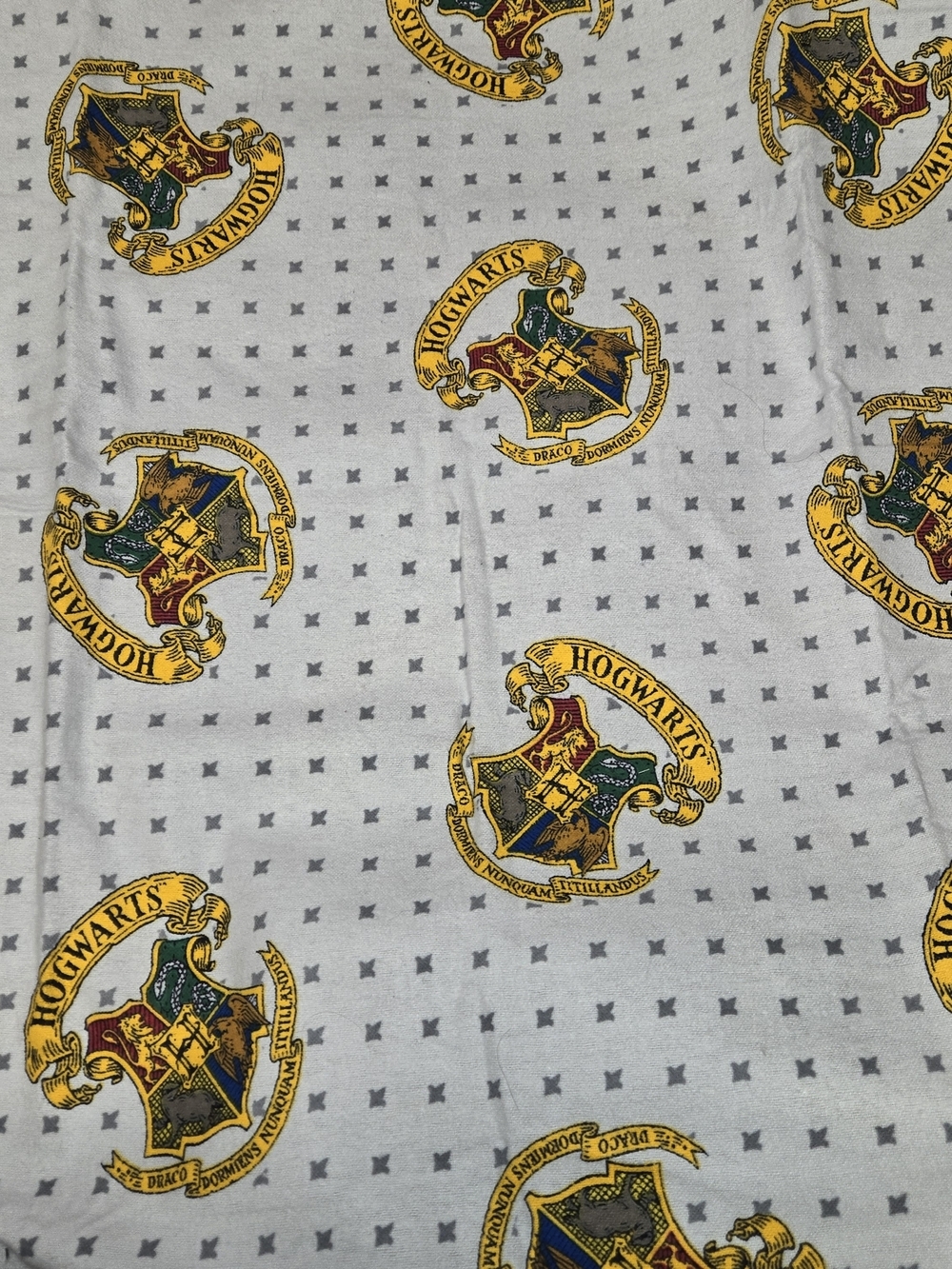 Harry Potter Hogwarts Crest Flannel Fabric 1 Yard Camelot Gray Draco